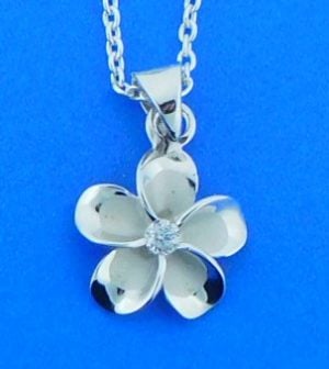 alamea sterling cz plumeria pendant