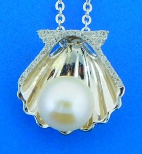alamea shell pearl pendant,sterling