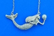 MERMAID pearl cz necklace, sterling