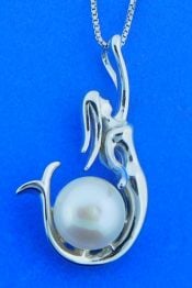 mermaid pearl pendant, sterling