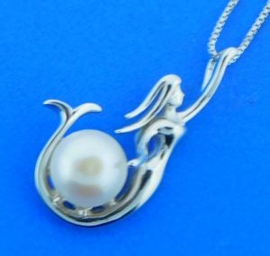 mermaid pearl pendant, sterling