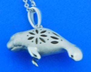 manatee pendant, sterling