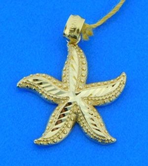 starfish diamond cut pendant, 14k