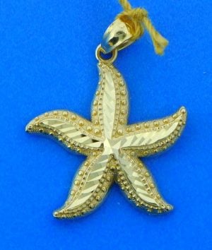 starfish diamond cut pendant, 14k