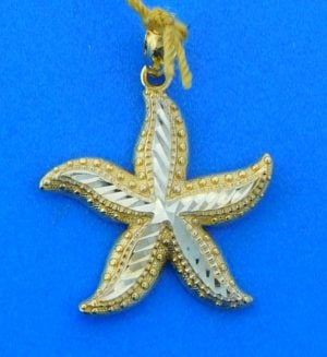 starfish 2-tone pendant, 14k