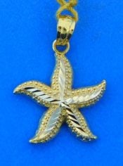 starfish 2-tone pendant, 14k