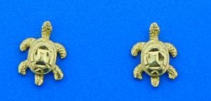 sea turtle post earring, 14k