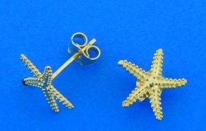 starfish post earrings, 14k