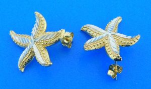 2-tone starfish post earrings, 14k