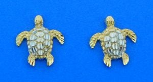 sea turtle 2-tone post earring, 14k