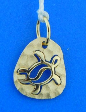 denny wong hammered sea turtle pendant, 14k