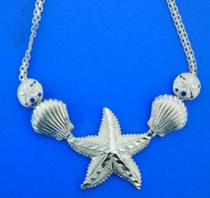sealife necklace starfish, sterling