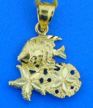 sealife pendant, 14k