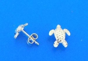 sea turtle post earring , sterling