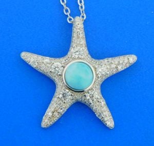 sterling silver starfish larimar cz and sterling silver