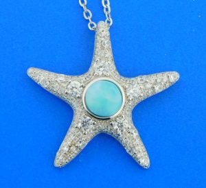 sterling silver starfish larimar cz and sterling silver