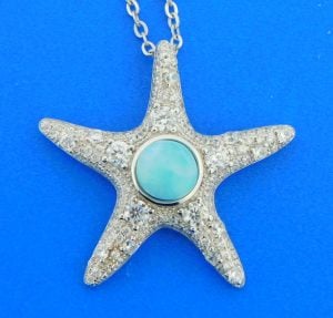 sterling silver starfish larimar cz and sterling silver