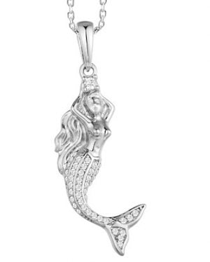 alamea cz mermaid pendant, sterling