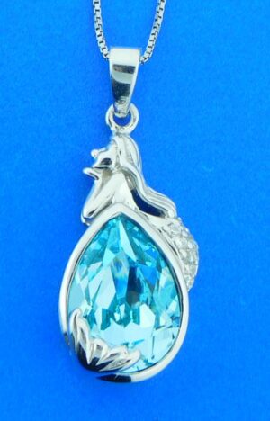 sterling silver & crystal mermaid pendant