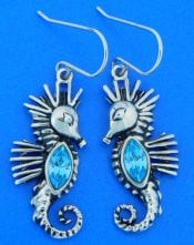 seahorse crystal earrings , sterling
