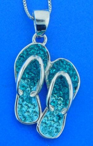 flip flop crystal pendant, sterling