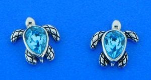 sea turtle crystal earring , sterling