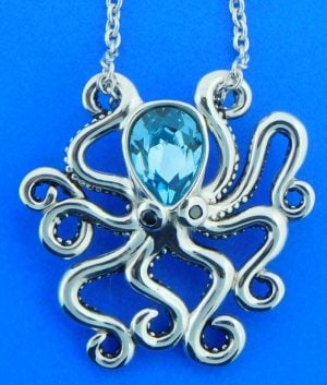 octopus crystal pendant, sterling