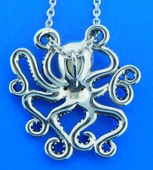 octopus crystal pendant, sterling