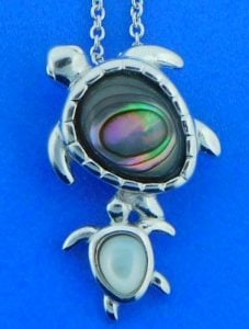sea turtle pendant, sterling