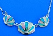 scallop shell opal necklace, sterling