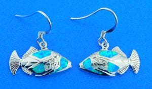 hawaiian triger fish earrings, sterling