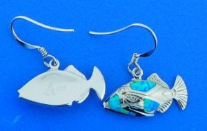 hawaiian triger fish earrings, sterling
