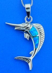 sailfish opal pendant, sterling