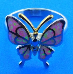 butterfly opal ring, sterling