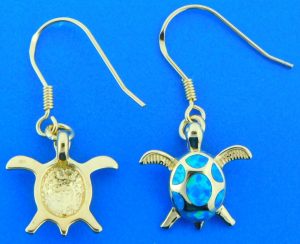 gold plated opal turtle earrings