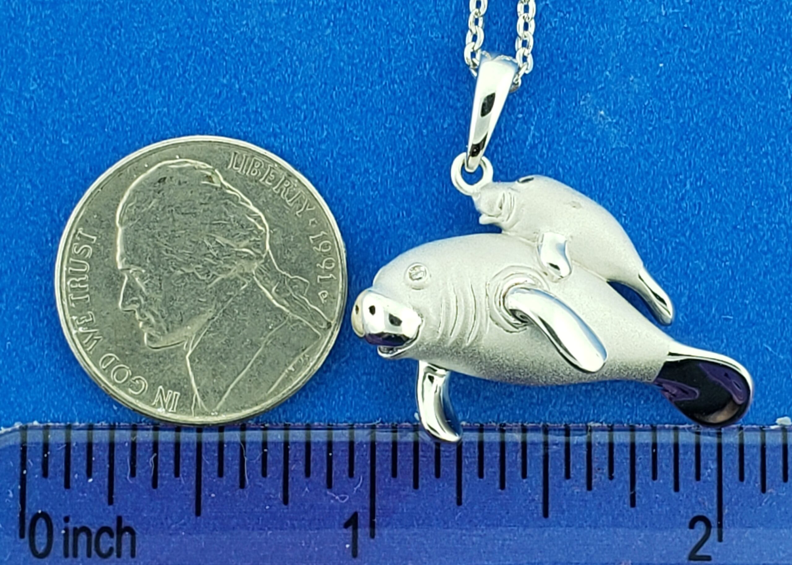 Alamea Manatee Mother & Baby Pendant, Sterling Silver 6 Alamea Manatee Mother & Baby Pendant, Sterling Silver - Image 6