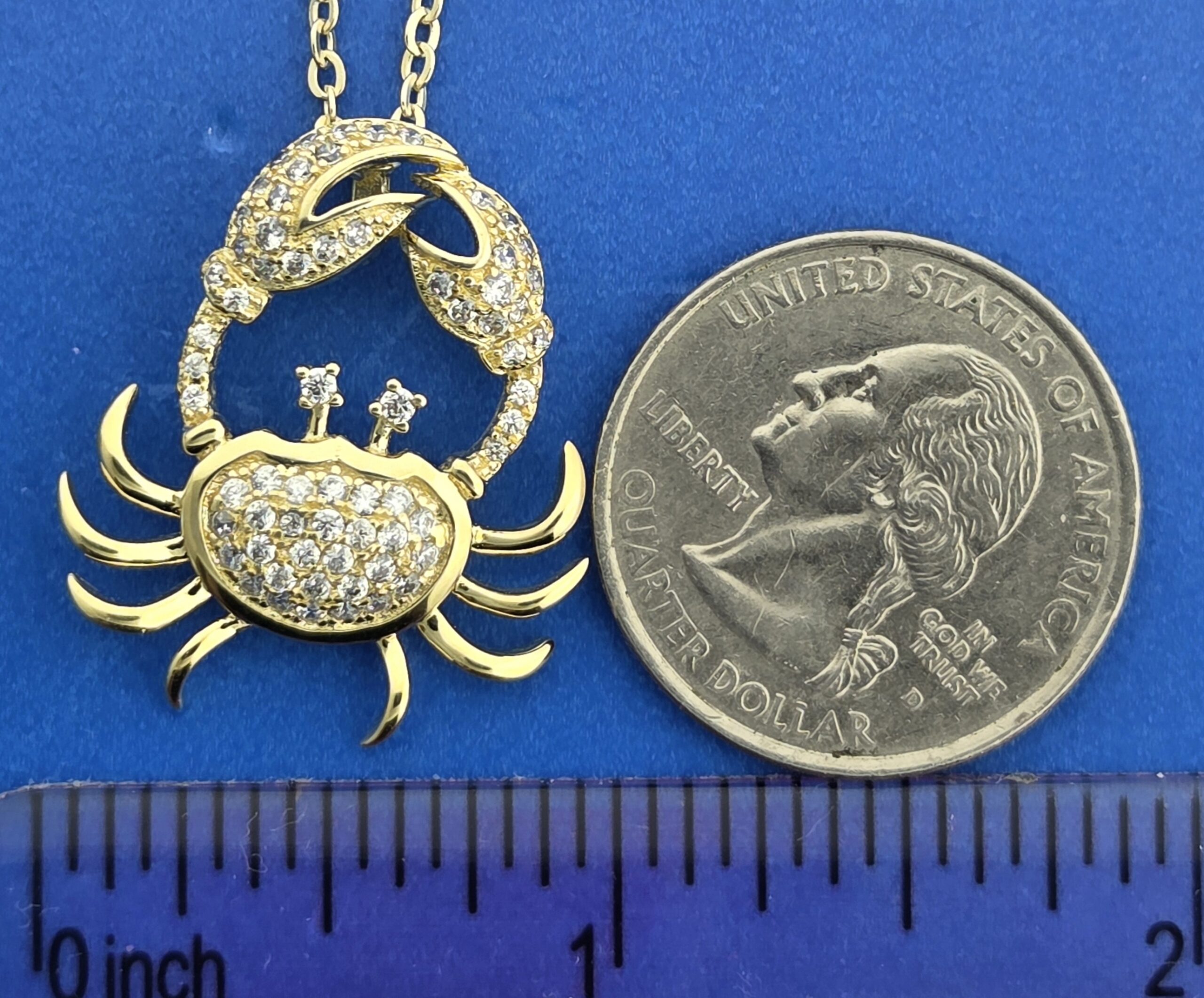 Alamea Blue Crab Pendant, Sterling Silver & Yellow Gold Plated 4 Alamea Blue Crab Pendant, Sterling Silver & Yellow Gold Plated - Image 4