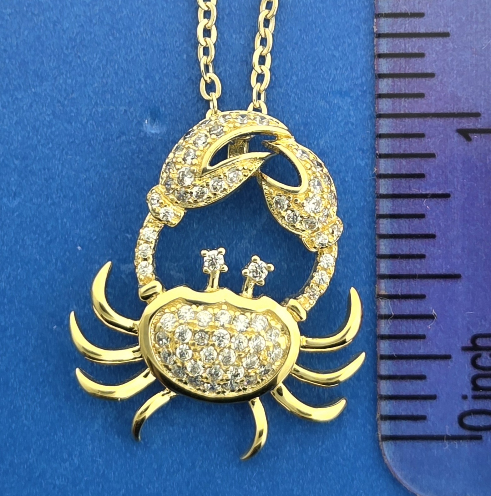 Alamea Blue Crab Pendant, Sterling Silver & Yellow Gold Plated 5 Alamea Blue Crab Pendant, Sterling Silver & Yellow Gold Plated - Image 5