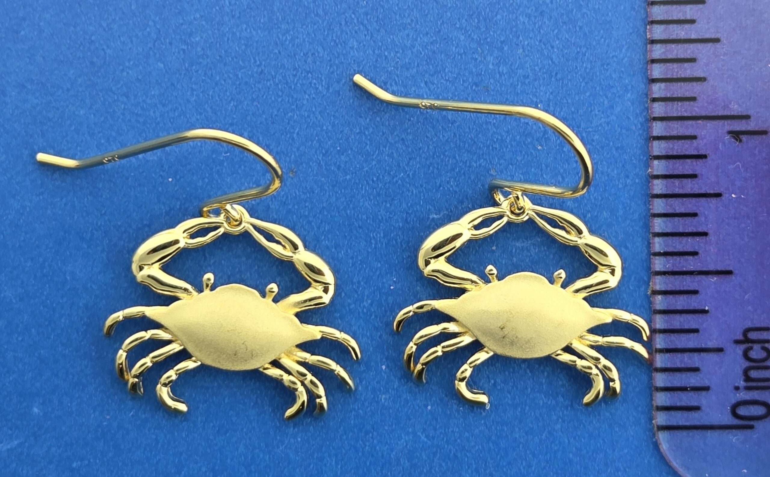 Alamea Blue Crab Dangle Earrings, Sterling Silver & Yellow Gold Plated 7 Alamea Blue Crab Dangle Earrings, Sterling Silver & Yellow Gold Plated - Image 7