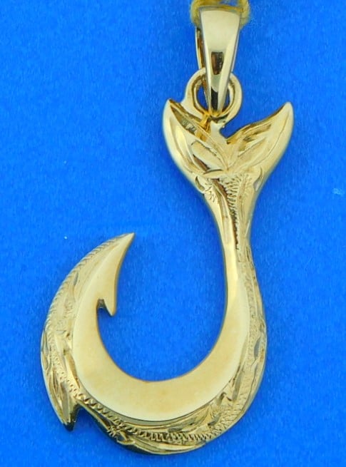 14K YELLOW GOLD 3D FISHING HOOK PENDANT – Jewelry and The Sea