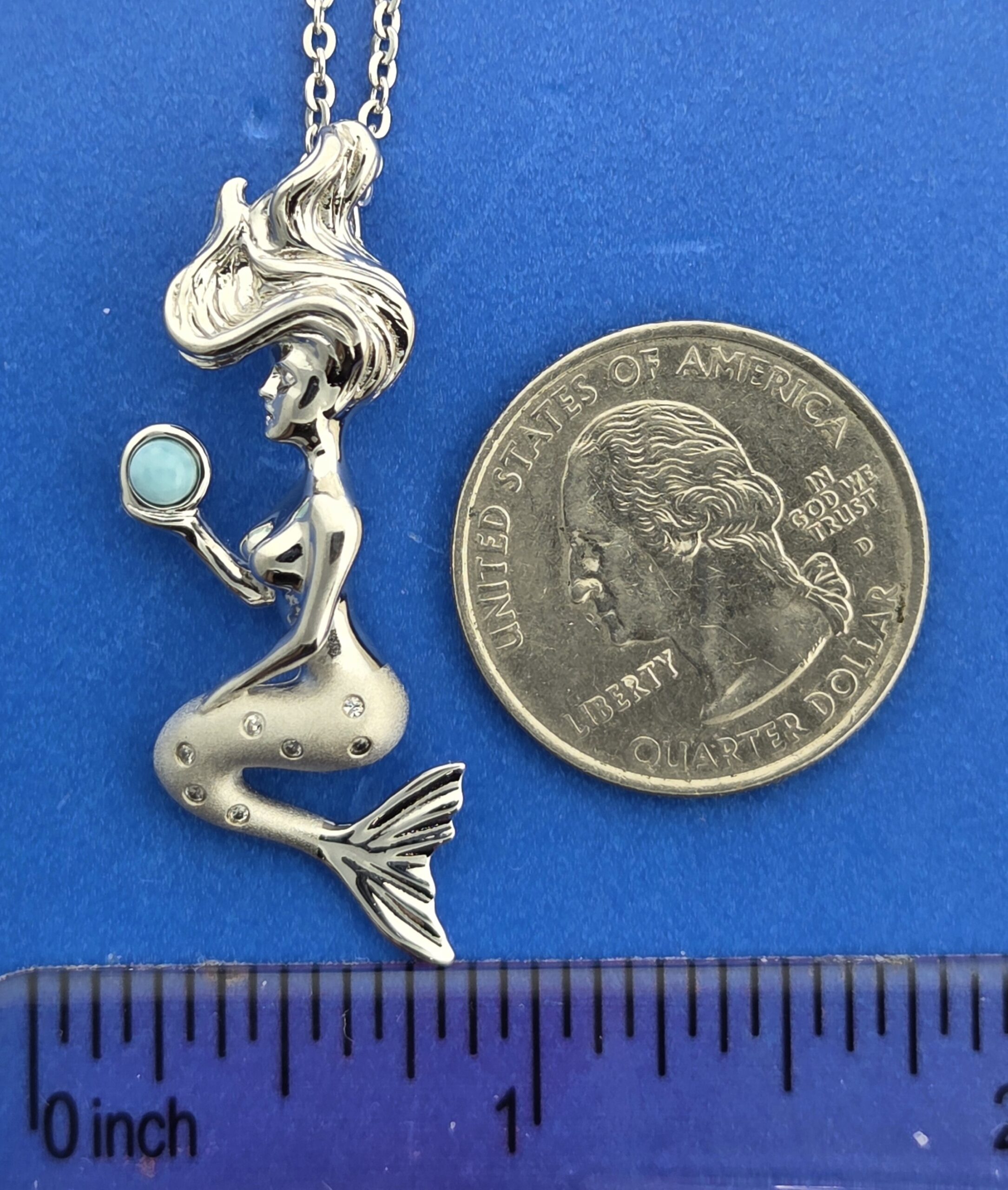 Alamea Mermaid Pendant, Sterling Silver & Larimar 6 Alamea Mermaid Pendant, Sterling Silver & Larimar - Image 6
