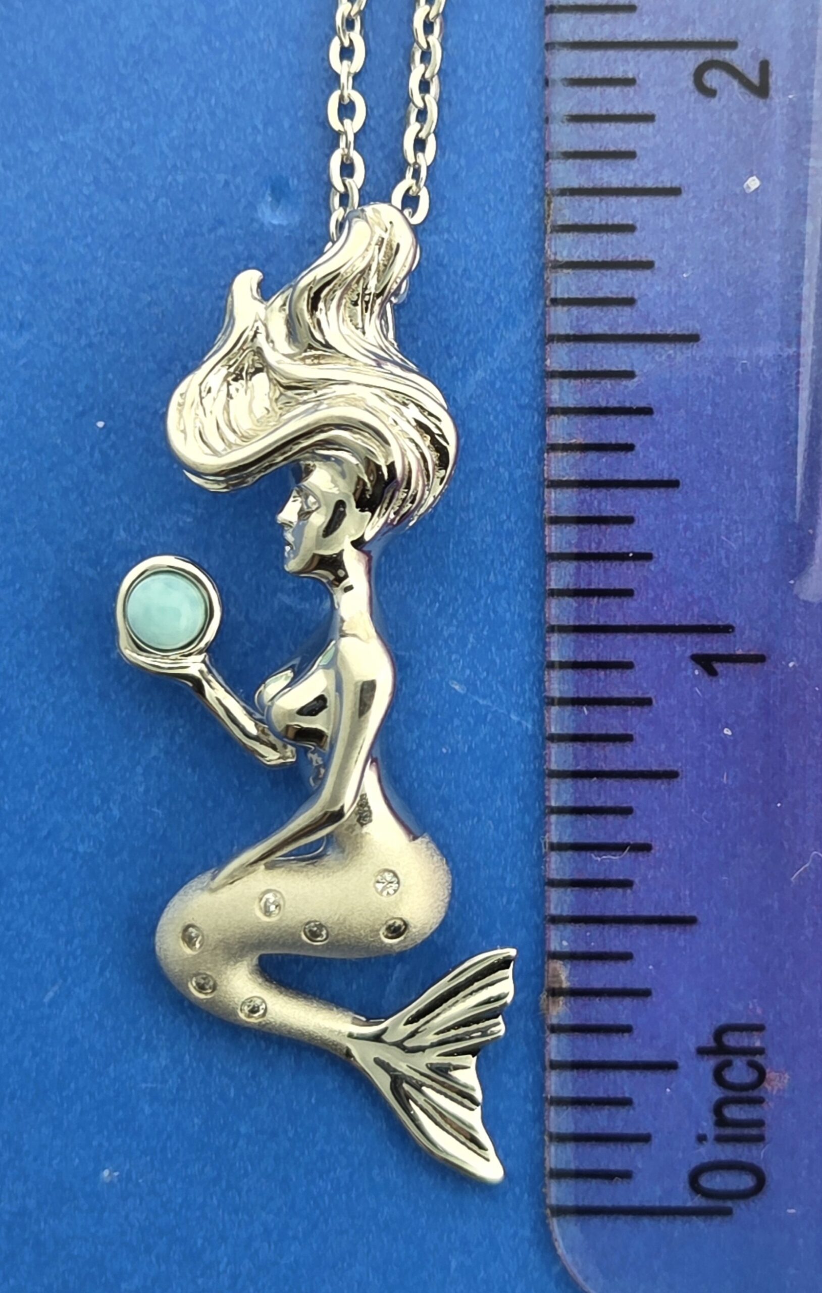 Alamea Mermaid Pendant, Sterling Silver & Larimar 7 Alamea Mermaid Pendant, Sterling Silver & Larimar - Image 7