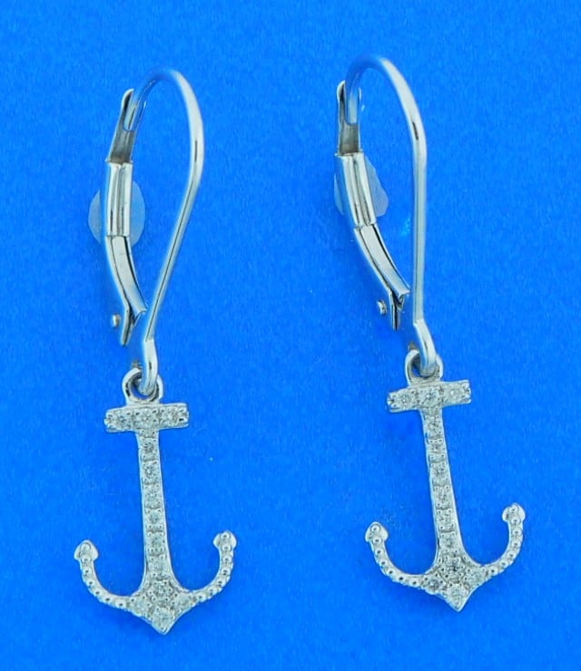 white gold anchor earrings