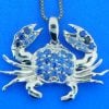 Blue Crab Sapphire Pendant, 14k White Gold