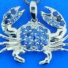 Blue Crab Sapphire Pendant, 14k White Gold