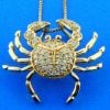 Crab Diamond Pendant, 14K Yellow Gold