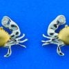 Crab , 2-Tone Post Earring, 14K Yellow Gold
