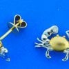 Crab , 2-Tone Post Earring, 14K Yellow Gold