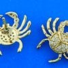 Crab Diamond Post Earrings, 14K Yellow Gold
