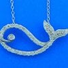 Whale Diamond Necklace, 14K White Gold